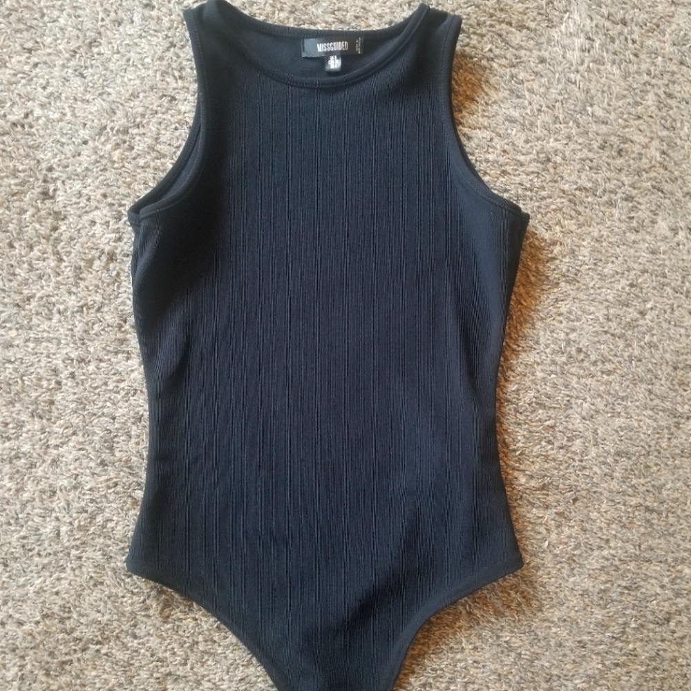 Missguided fine ribbed racerback bodysuit